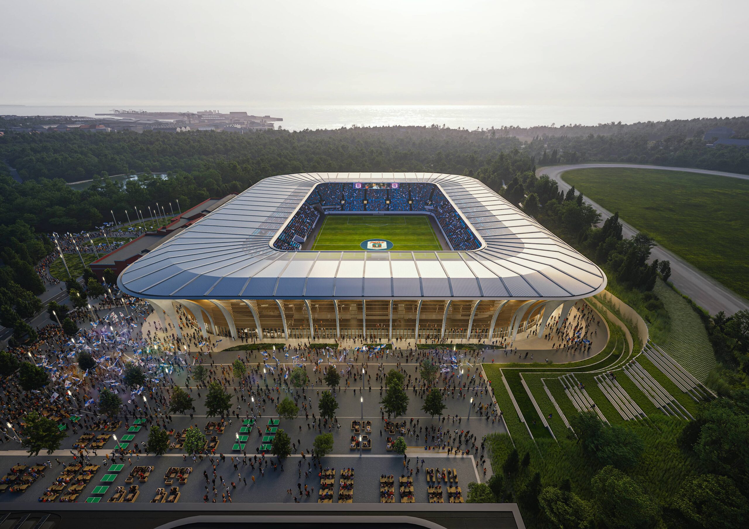 Sweco Group Sweco To Participate In Design Aarhus Stadium   Aarhus Stadium Aerial View Scaled 